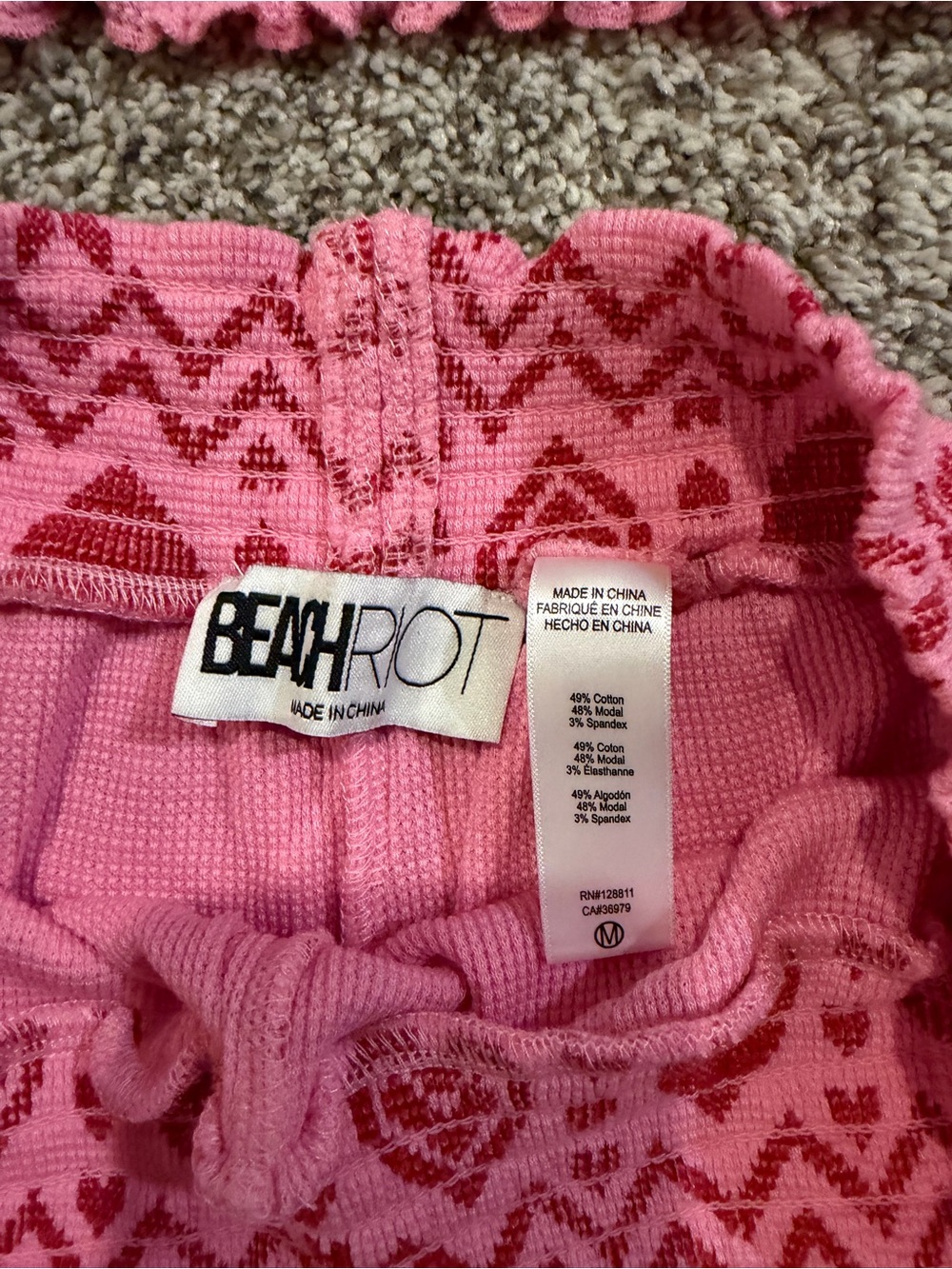 Beach Riot Pink and Red Heart Print Pajama Set - Picture 2 of 3